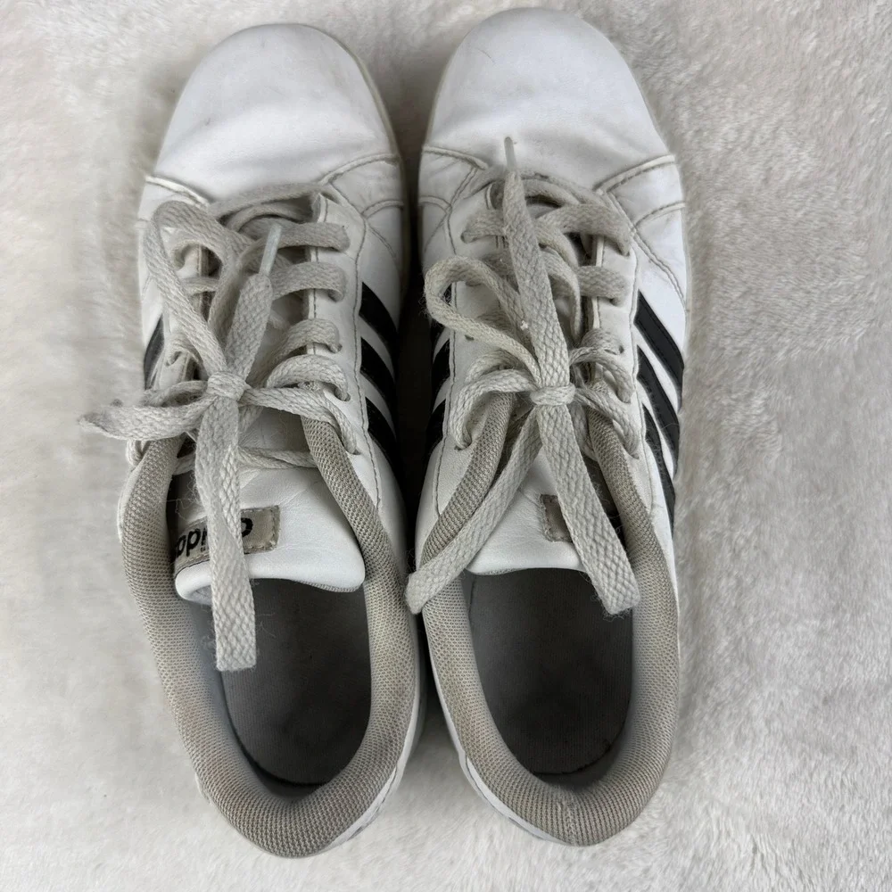 Adidas Baseline Shoes Womens Size 6 White Black 3‎ Stripes Court Sneaker AW4299